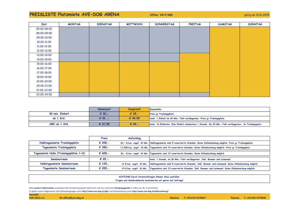 Preisliste ADA ab 2025 01 16